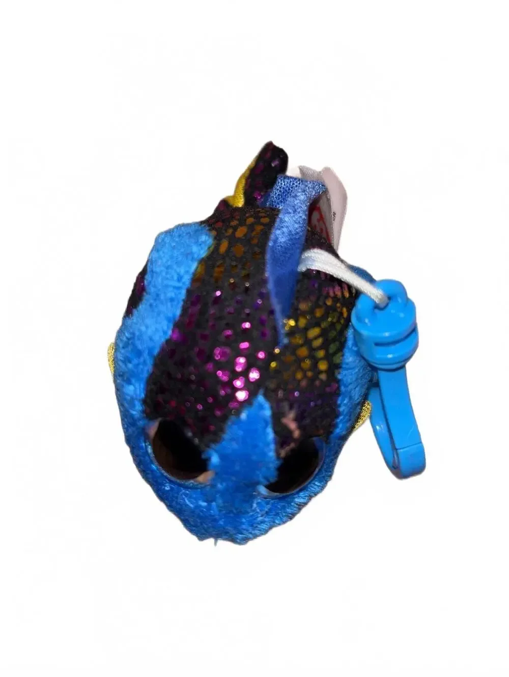 Ty Aqua Blue Fish Keychain Key Clip 4” Mini Plush Glitter Eyes Shiny Skin